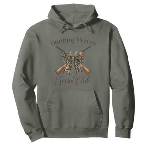 Funny Hunter Wife Hoodie Hunting Wives Social Club TS12 Military Green Print Your Wear