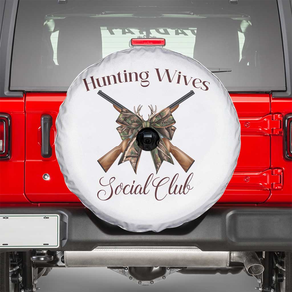 Funny Hunter Wife Spare Tire Cover Hunting Wives Social Club TS12 White Print Your Wear