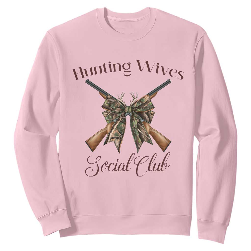 Funny Hunter Wife Sweatshirt Hunting Wives Social Club TS12 Light Pink Print Your Wear