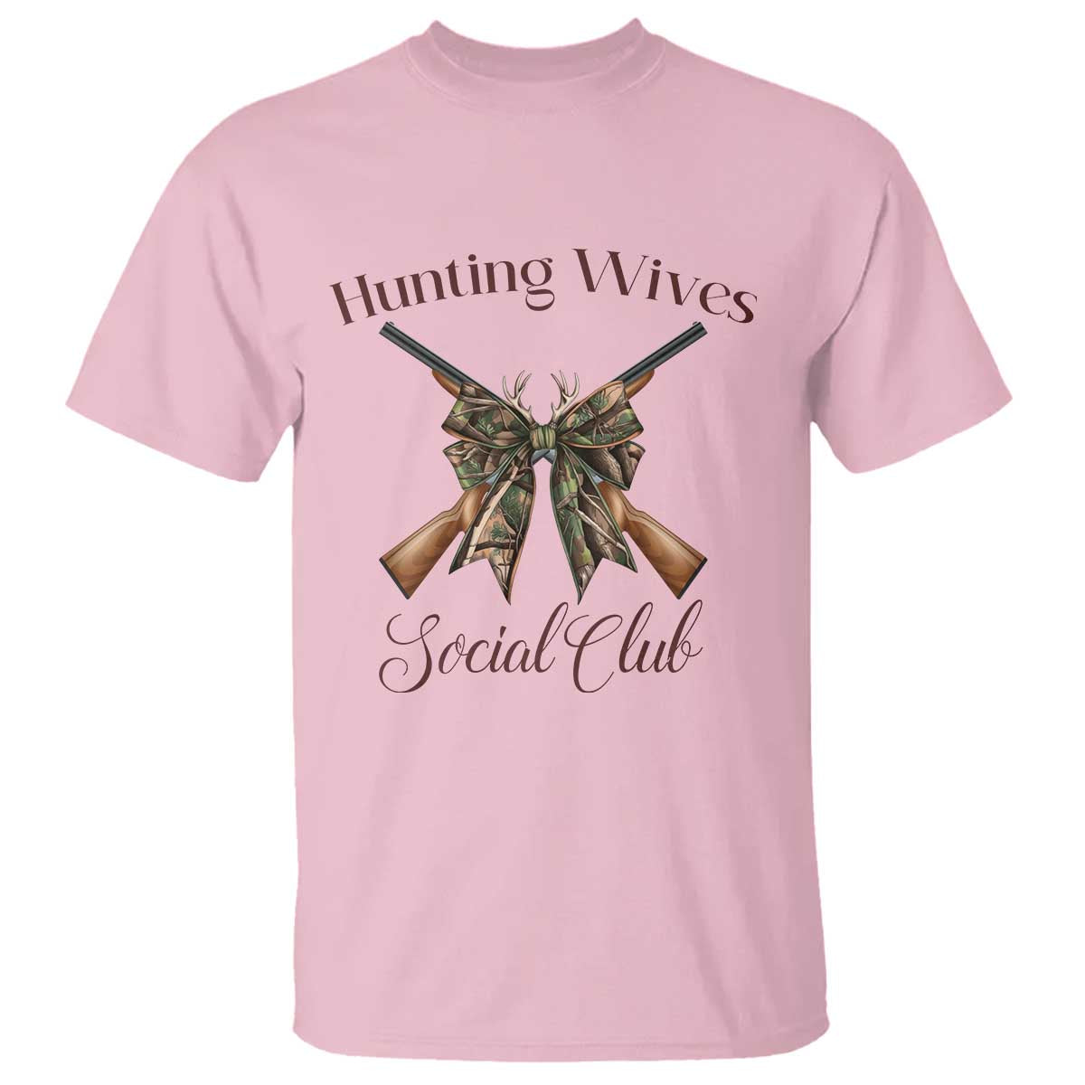 Funny Hunter Wife T Shirt Hunting Wives Social Club TS12 Light Pink Print Your Wear