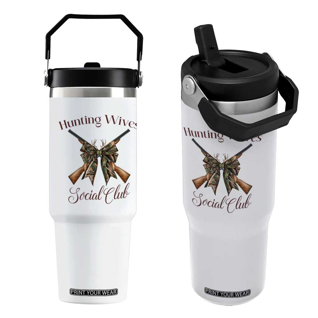 Funny Hunter Wife Flip Straw Tumbler Hunting Wives Social Club TS12 One Size: 30 oz White Print Your Wear