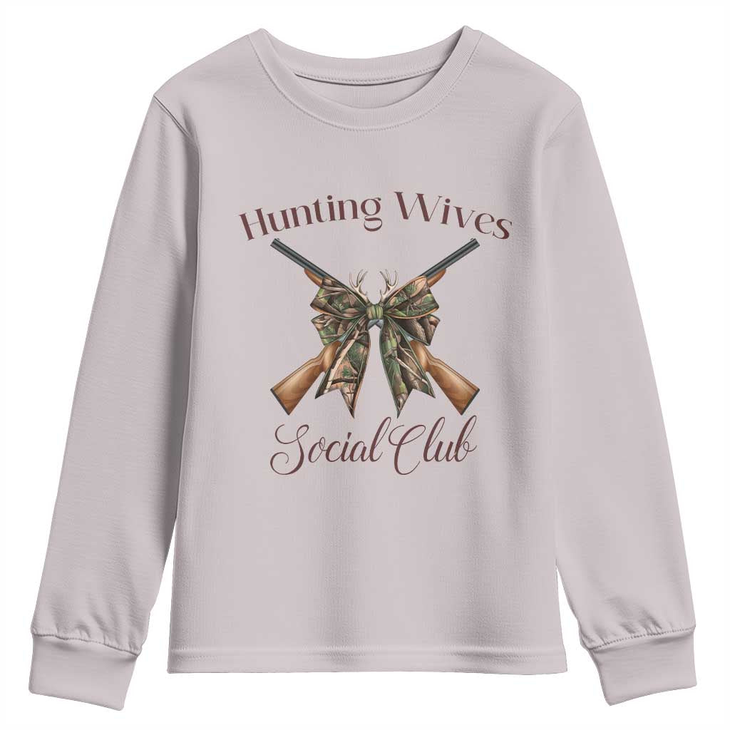 Funny Hunter Wife Youth Sweatshirt Hunting Wives Social Club TS12 Ice Gray Print Your Wear