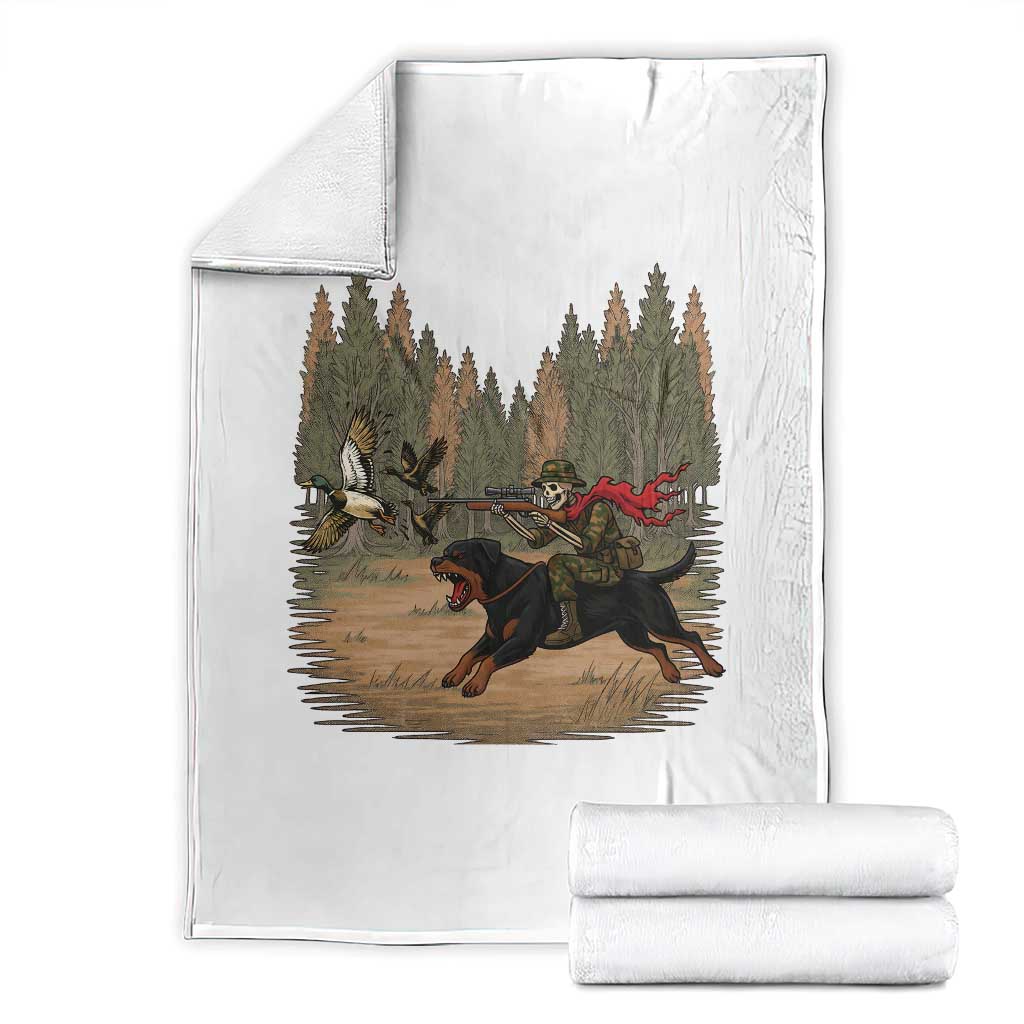 Funny Skeleton Riding Labrador Hunting Throw Blanket Gift For Hunter TS12 White Print Your Wear