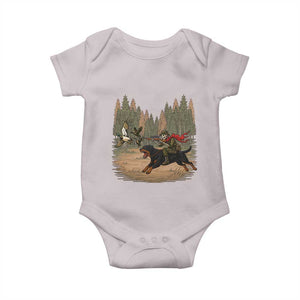 Funny Skeleton Riding Labrador Hunting Baby Onesie Gift For Hunter TS12 Ice Gray Print Your Wear