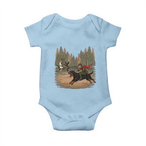 Funny Skeleton Riding Labrador Hunting Baby Onesie Gift For Hunter TS12 Light Blue Print Your Wear