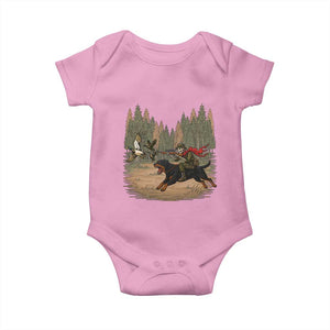 Funny Skeleton Riding Labrador Hunting Baby Onesie Gift For Hunter TS12 Light Pink Print Your Wear