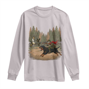 Funny Skeleton Riding Labrador Hunting Long Sleeve Shirt Gift For Hunter TS12 Ice Gray Print Your Wear