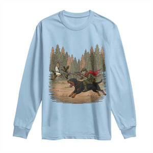 Funny Skeleton Riding Labrador Hunting Long Sleeve Shirt Gift For Hunter TS12 Light Blue Print Your Wear