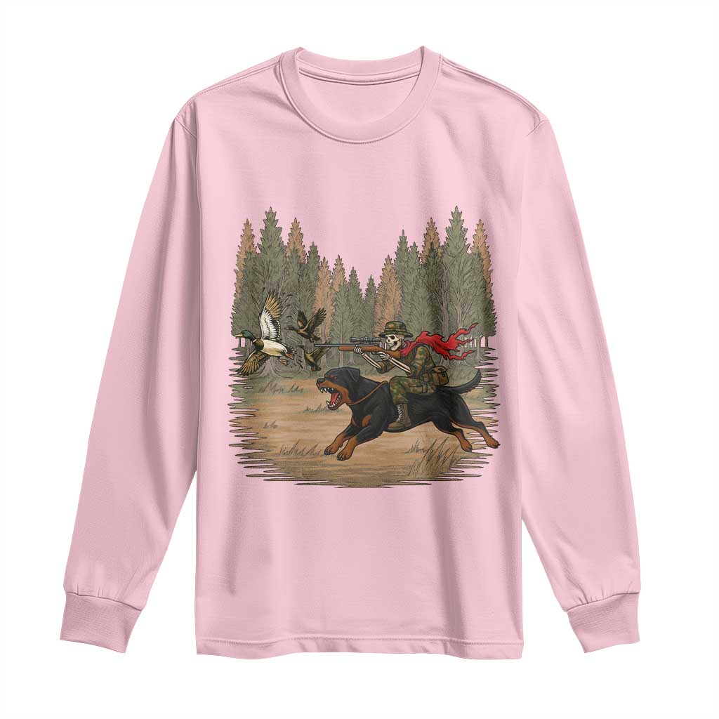 Funny Skeleton Riding Labrador Hunting Long Sleeve Shirt Gift For Hunter TS12 Light Pink Print Your Wear