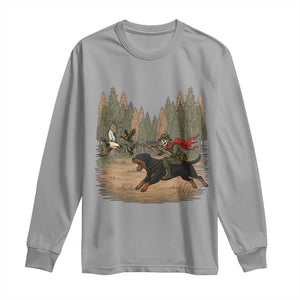 Funny Skeleton Riding Labrador Hunting Long Sleeve Shirt Gift For Hunter TS12 Sport Gray Print Your Wear
