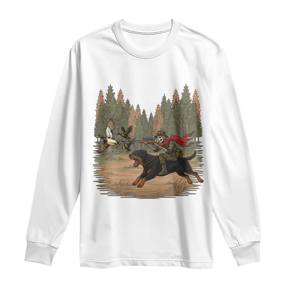 Funny Skeleton Riding Labrador Hunting Long Sleeve Shirt Gift For Hunter TS12 White Print Your Wear