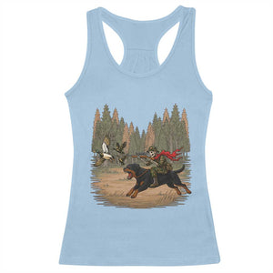Funny Skeleton Riding Labrador Hunting Racerback Tank Top Gift For Hunter TS12 Light Blue Print Your Wear
