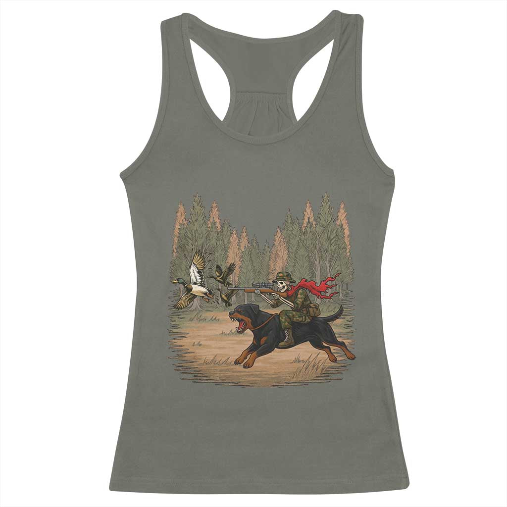 Funny Skeleton Riding Labrador Hunting Racerback Tank Top Gift For Hunter TS12 Military Green Print Your Wear