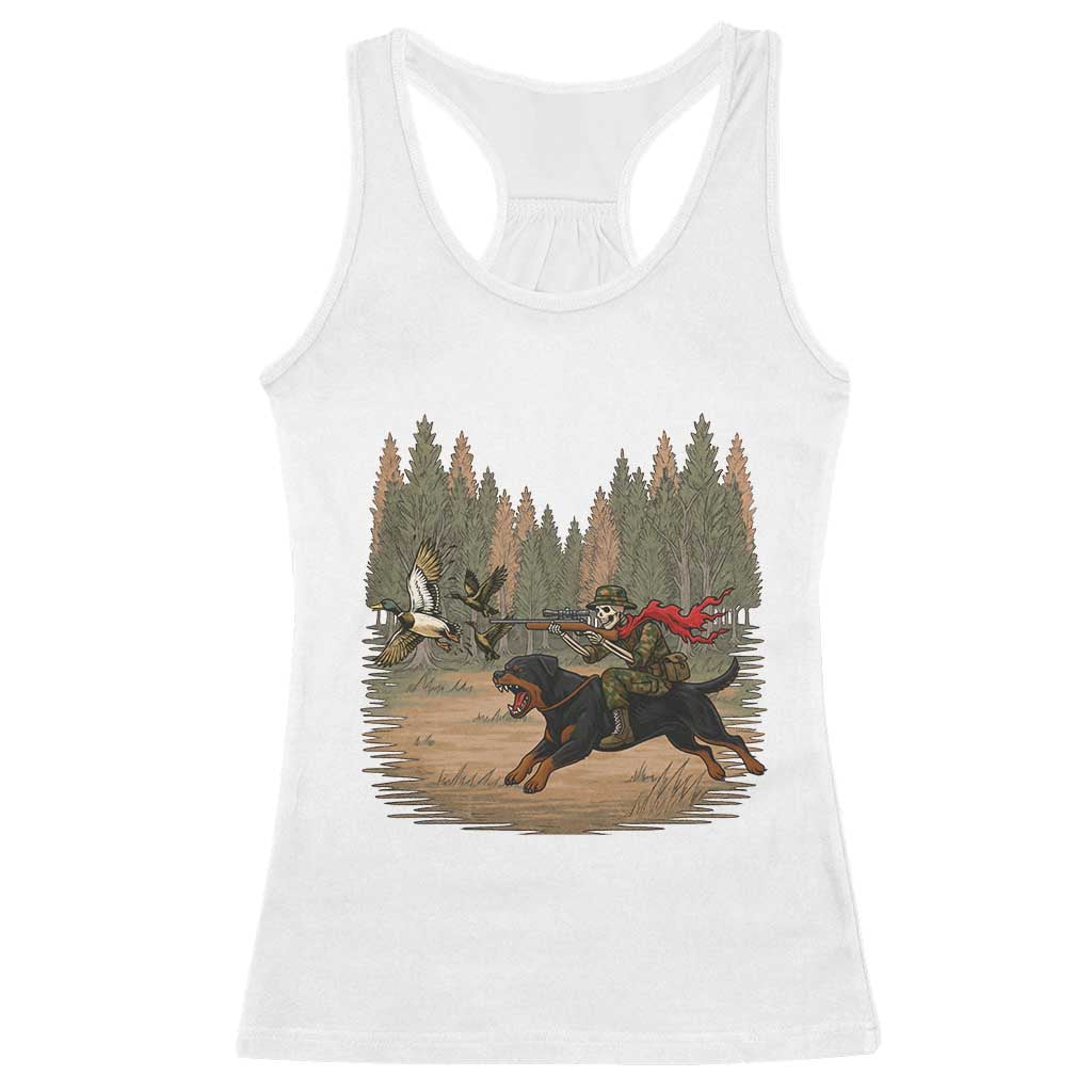 Funny Skeleton Riding Labrador Hunting Racerback Tank Top Gift For Hunter TS12 White Print Your Wear