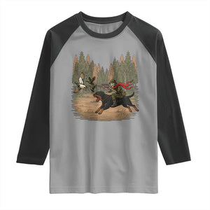 Funny Skeleton Riding Labrador Hunting Raglan Shirt Gift For Hunter TS12 Sport Gray Black Print Your Wear