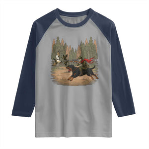 Funny Skeleton Riding Labrador Hunting Raglan Shirt Gift For Hunter TS12 Sport Gray Navy Print Your Wear