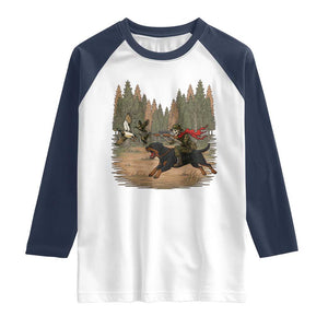 Funny Skeleton Riding Labrador Hunting Raglan Shirt Gift For Hunter TS12 White Navy Print Your Wear