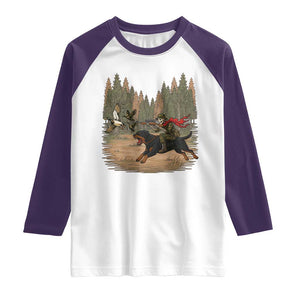 Funny Skeleton Riding Labrador Hunting Raglan Shirt Gift For Hunter TS12 White Purple Print Your Wear