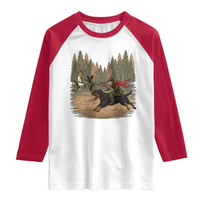 Funny Skeleton Riding Labrador Hunting Raglan Shirt Gift For Hunter TS12 White Red Print Your Wear