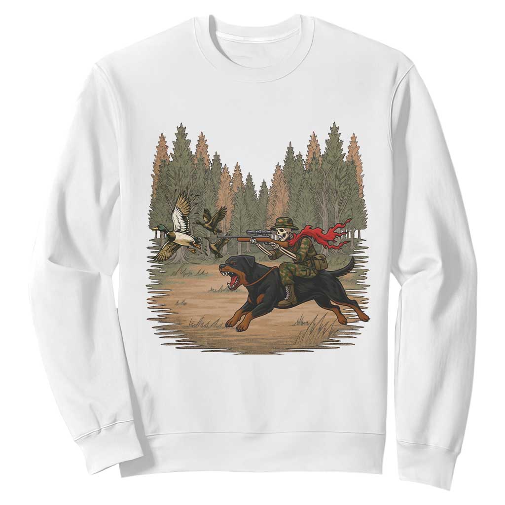 Funny Skeleton Riding Labrador Hunting Sweatshirt Gift For Hunter TS12 White Print Your Wear