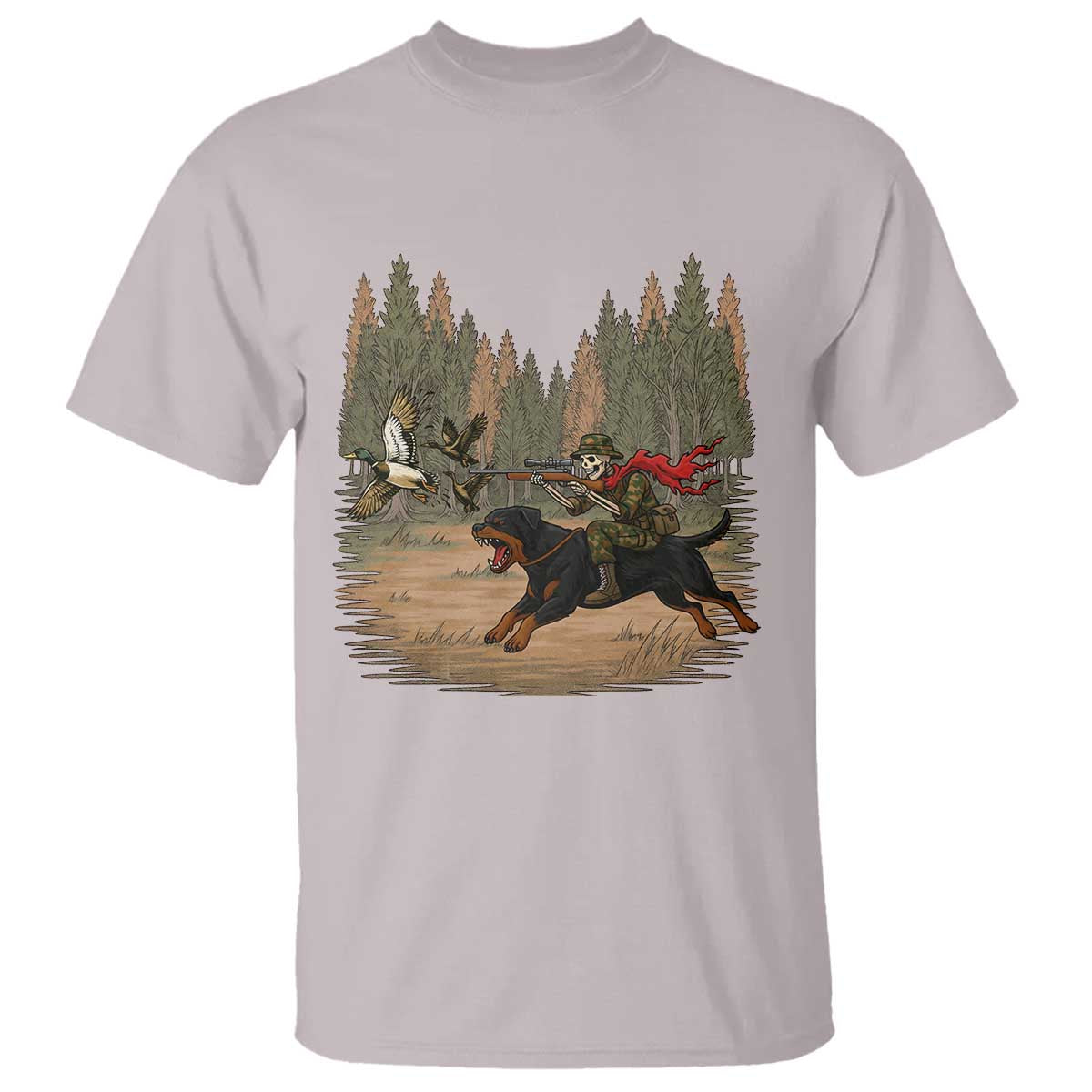 Funny Skeleton Riding Labrador Hunting T Shirt Gift For Hunter TS12 Ice Gray Print Your Wear