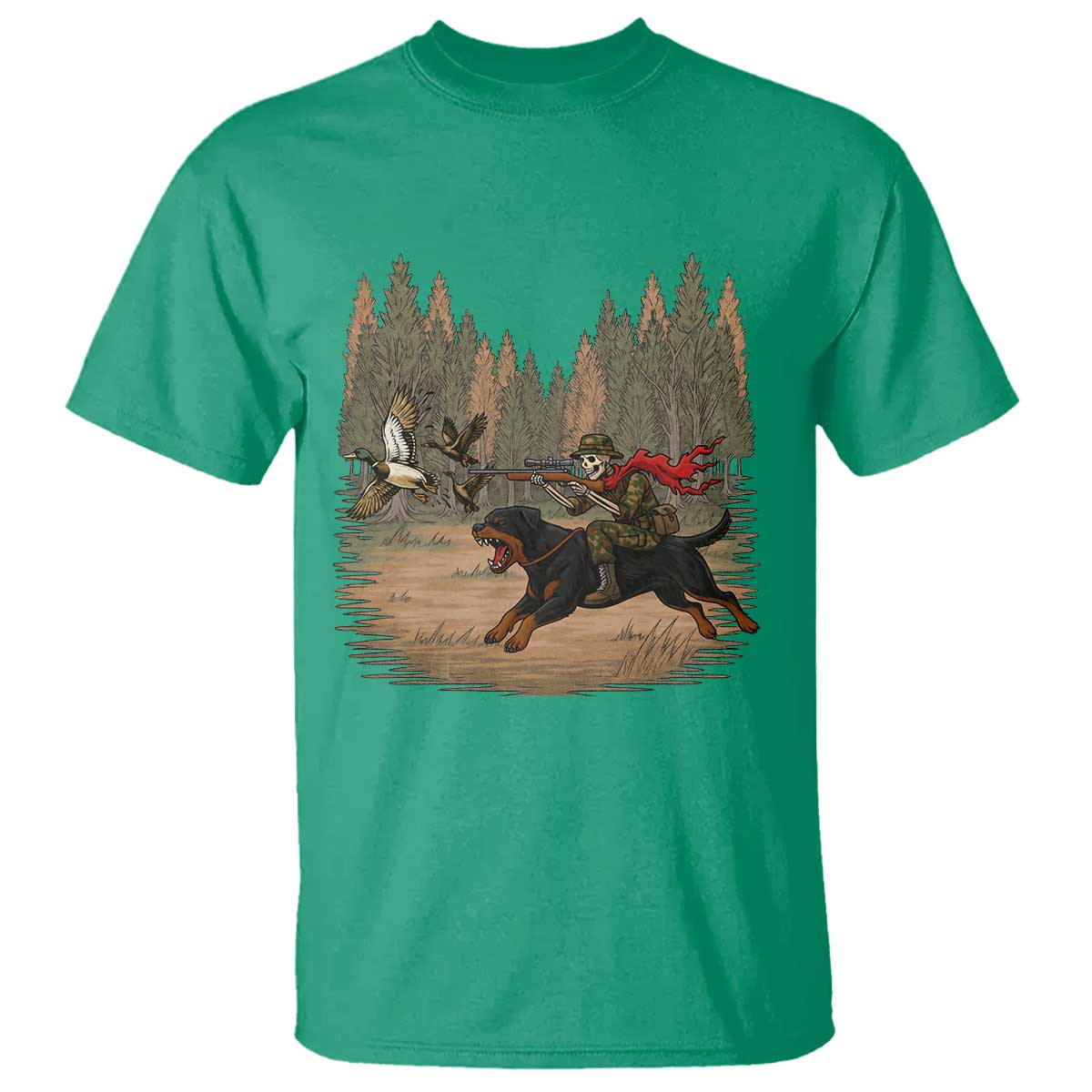 Funny Skeleton Riding Labrador Hunting T Shirt Gift For Hunter TS12 Irish Green Print Your Wear