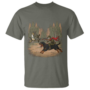 Funny Skeleton Riding Labrador Hunting T Shirt Gift For Hunter TS12 Military Green Print Your Wear