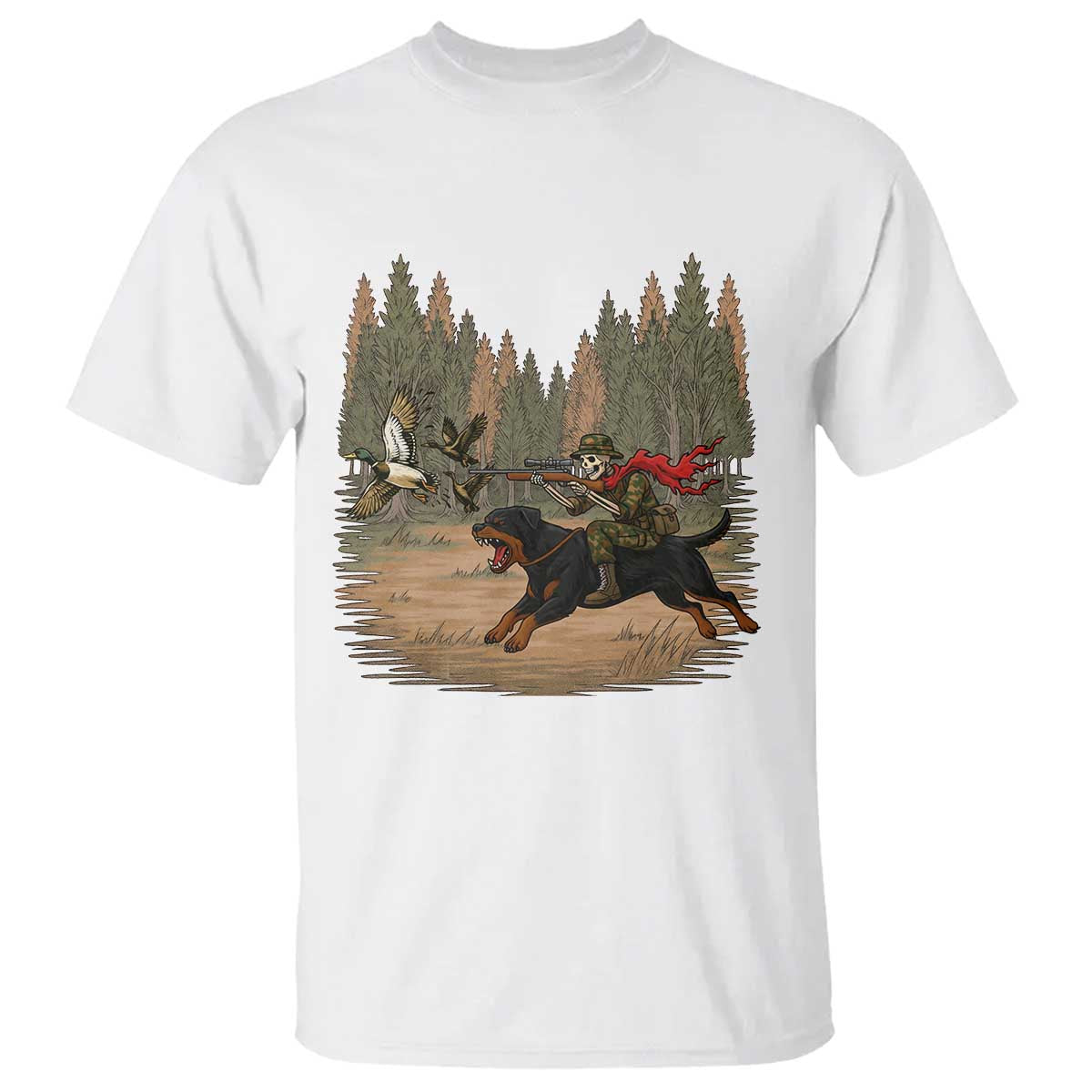 Funny Skeleton Riding Labrador Hunting T Shirt Gift For Hunter TS12 White Print Your Wear