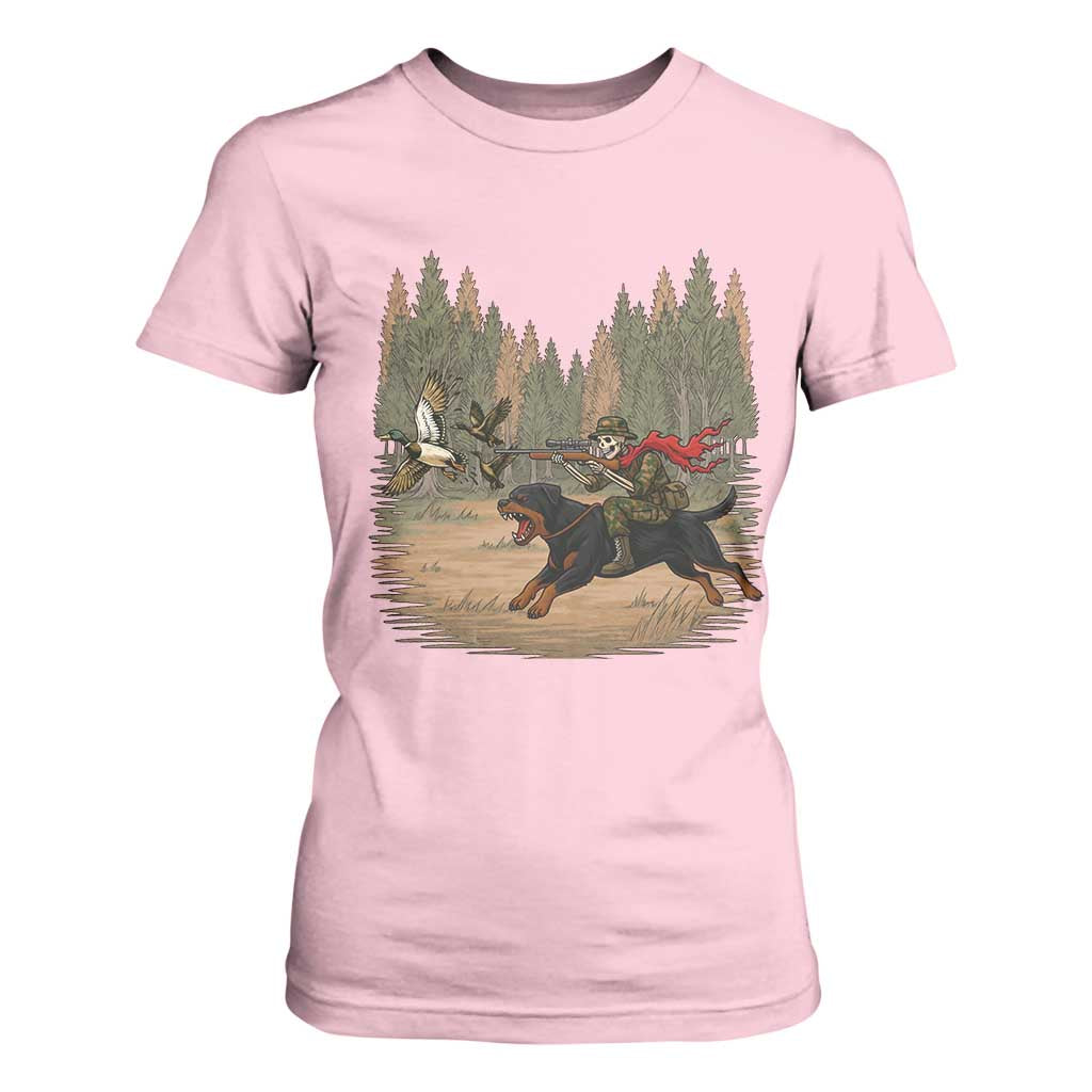 Funny Skeleton Riding Labrador Hunting T Shirt For Women Gift For Hunter TS12 Light Pink Print Your Wear