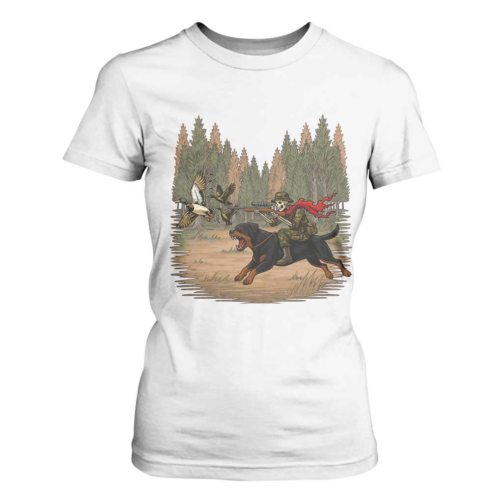 Funny Skeleton Riding Labrador Hunting T Shirt For Women Gift For Hunter TS12 White Print Your Wear