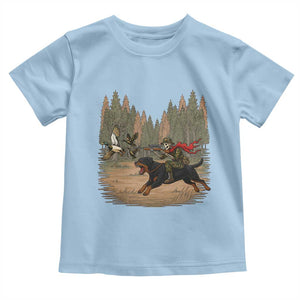 Funny Skeleton Riding Labrador Hunting Toddler T Shirt Gift For Hunter TS12 Light Blue Print Your Wear