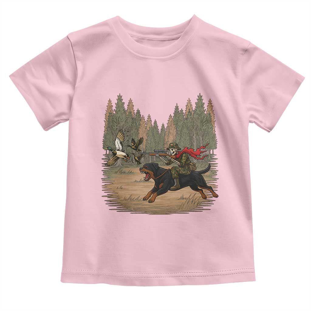 Funny Skeleton Riding Labrador Hunting Toddler T Shirt Gift For Hunter TS12 Light Pink Print Your Wear