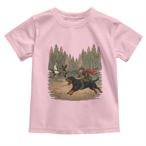 Funny Skeleton Riding Labrador Hunting Toddler T Shirt Gift For Hunter TS12 Light Pink Print Your Wear