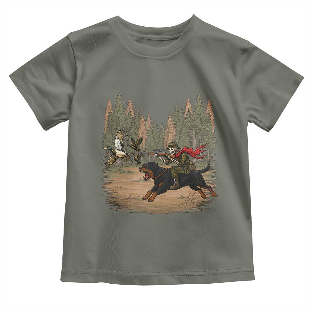 Funny Skeleton Riding Labrador Hunting Toddler T Shirt Gift For Hunter TS12 Military Green Print Your Wear