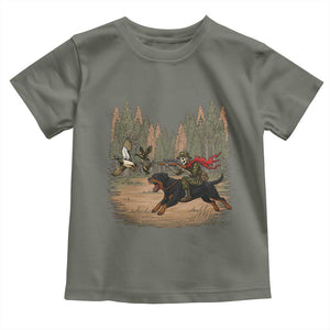 Funny Skeleton Riding Labrador Hunting Toddler T Shirt Gift For Hunter TS12 Military Green Print Your Wear
