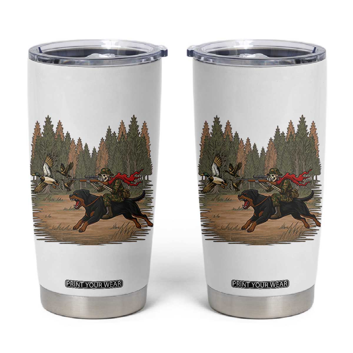Funny Skeleton Riding Labrador Hunting Tumbler Cup Gift For Hunter TS12 White Print Your Wear