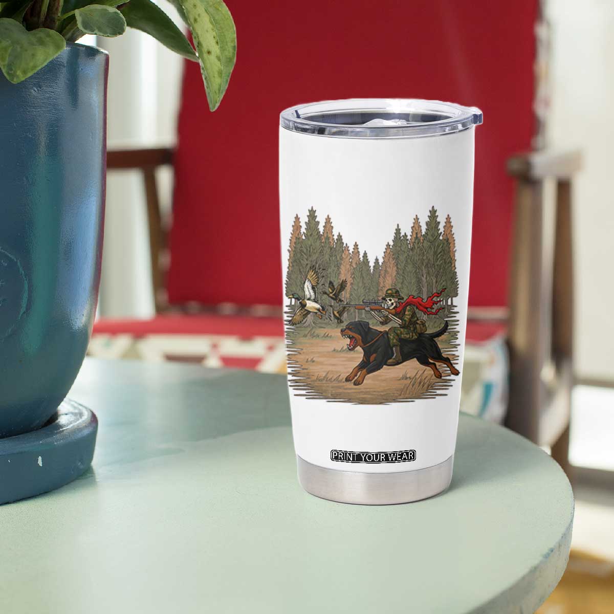 Funny Skeleton Riding Labrador Hunting Tumbler Cup Gift For Hunter TS12 Print Your Wear