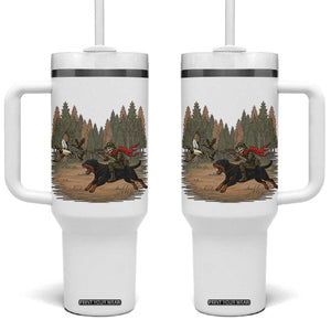 Funny Skeleton Riding Labrador Hunting Tumbler With Handle Gift For Hunter TS12 One Size: 40 oz White Print Your Wear