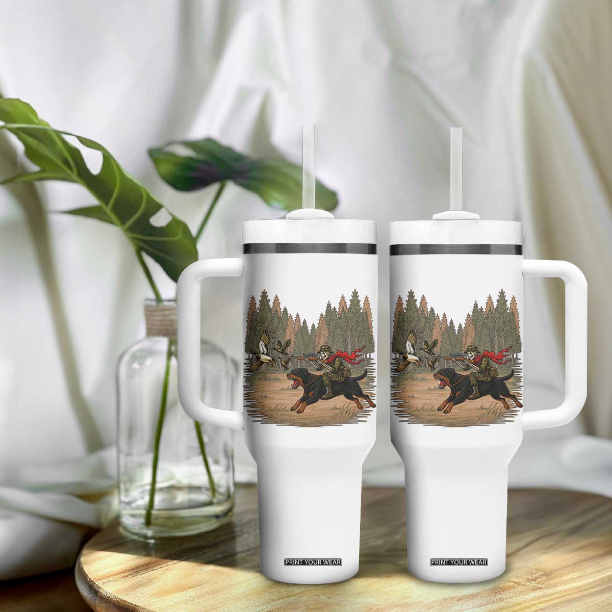 Funny Skeleton Riding Labrador Hunting Tumbler With Handle Gift For Hunter TS12 Print Your Wear