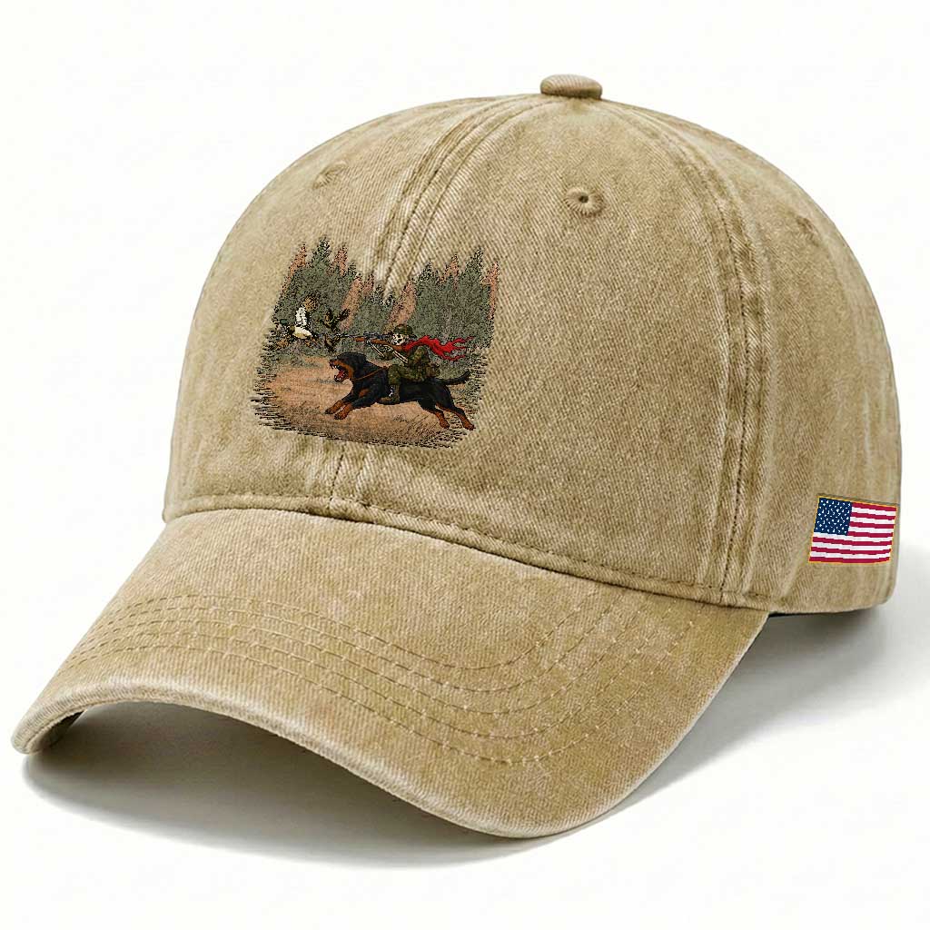 Funny Skeleton Riding Labrador Hunting Washed Cotton Baseball Cap Gift For Hunter TS12 Print Your Wear