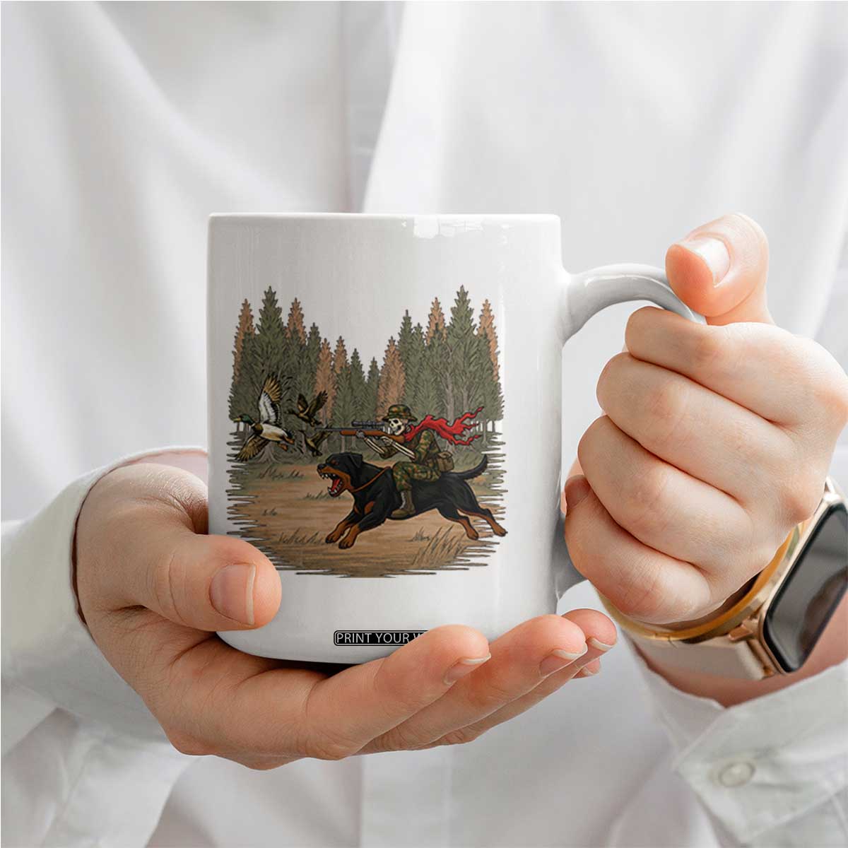 Funny Skeleton Riding Labrador Hunting Coffee Mug Gift For Hunter TS12 Print Your Wear