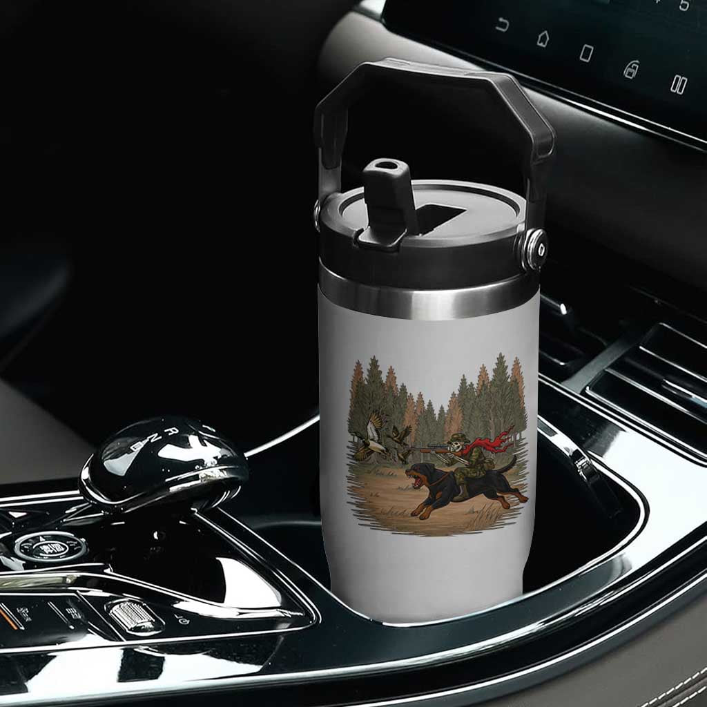 Funny Skeleton Riding Labrador Hunting Flip Straw Tumbler Gift For Hunter TS12 Print Your Wear
