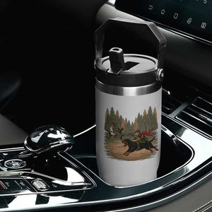 Funny Skeleton Riding Labrador Hunting Flip Straw Tumbler Gift For Hunter TS12 Print Your Wear