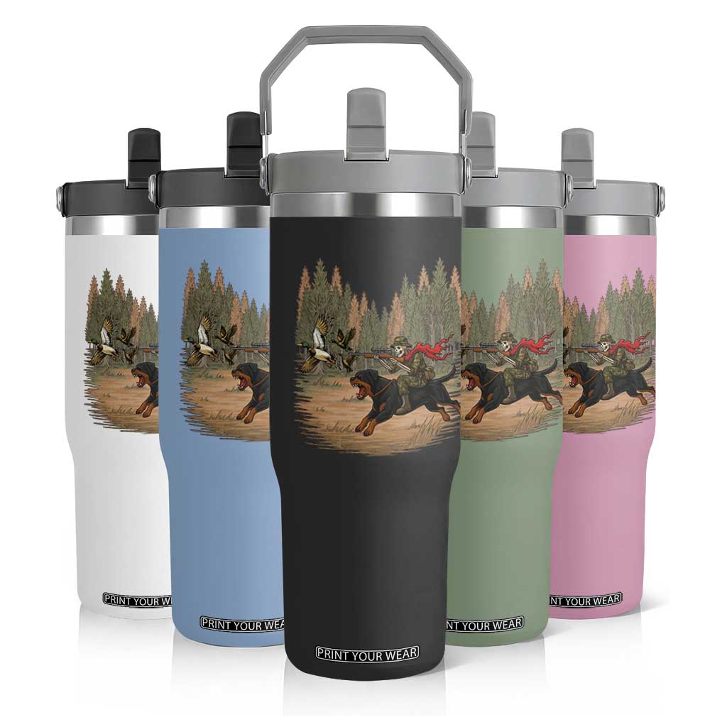 Funny Skeleton Riding Labrador Hunting Flip Straw Tumbler Gift For Hunter TS12 Print Your Wear