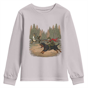 Funny Skeleton Riding Labrador Hunting Youth Sweatshirt Gift For Hunter TS12 Ice Gray Print Your Wear