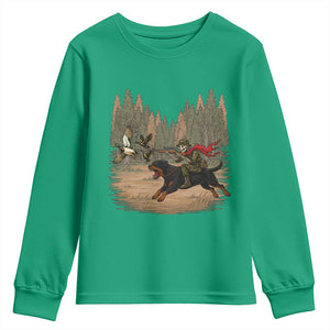 Funny Skeleton Riding Labrador Hunting Youth Sweatshirt Gift For Hunter TS12 Irish Green Print Your Wear