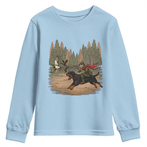 Funny Skeleton Riding Labrador Hunting Youth Sweatshirt Gift For Hunter TS12 Light Blue Print Your Wear