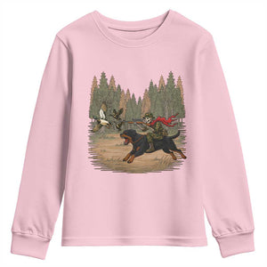 Funny Skeleton Riding Labrador Hunting Youth Sweatshirt Gift For Hunter TS12 Light Pink Print Your Wear