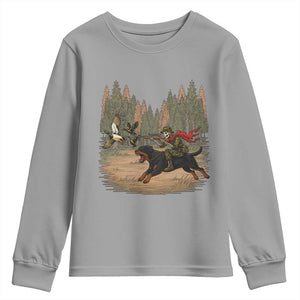 Funny Skeleton Riding Labrador Hunting Youth Sweatshirt Gift For Hunter TS12 Sport Gray Print Your Wear