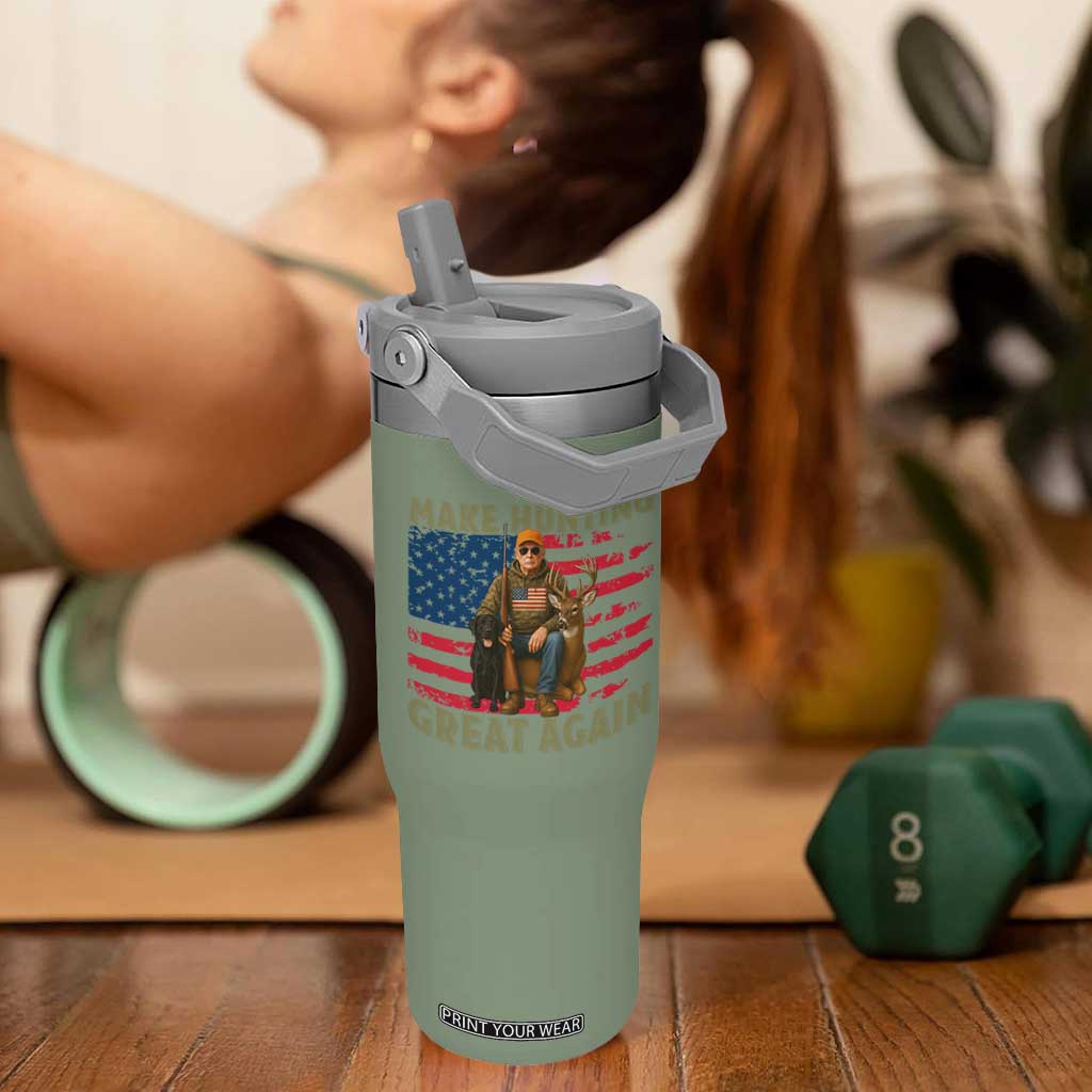Funny Trump Deer Hunting Flip Straw Tumbler Make Hunting Great Again TS12 One Size: 30 oz Moss Green Print Your Wear